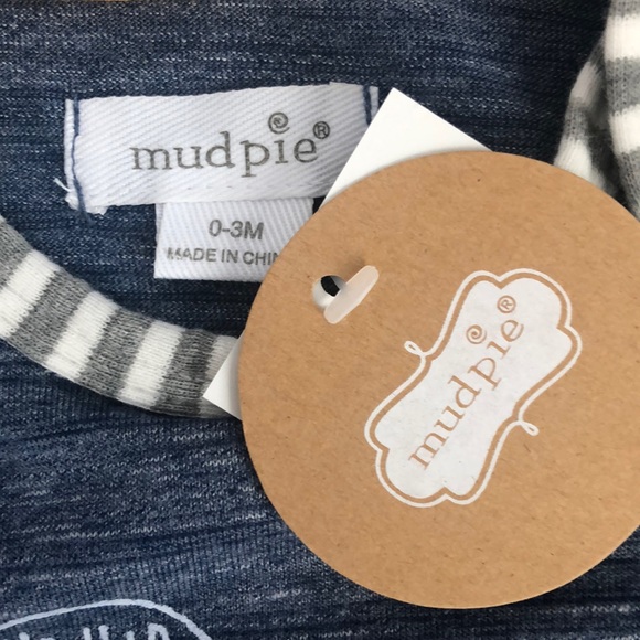 Mud Pie infant’s BLUE HIPPO ZIPPER MOUTH ROMPER - Picture 4 of 8